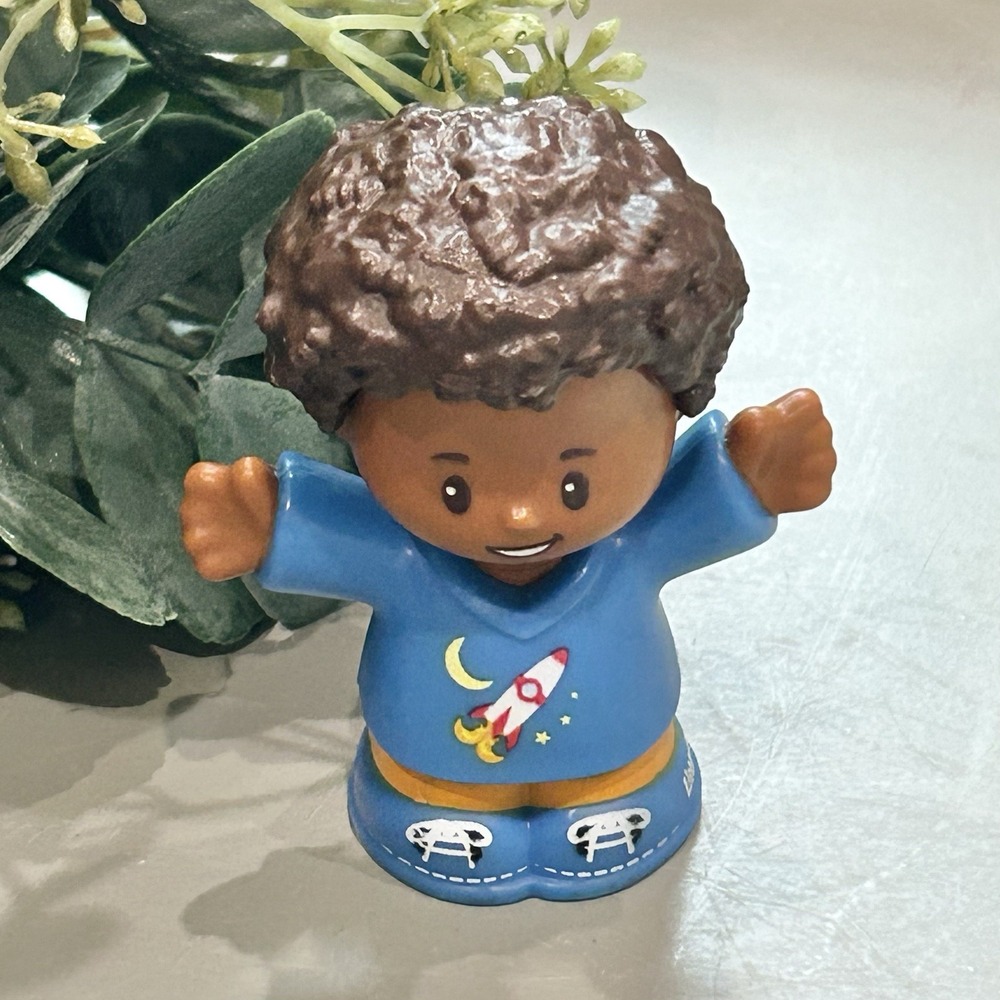 Fisher Price Little People African American Boy In Rocket Shirt School Boy Chris